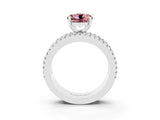 White gold Round Cut Morganite Solitaire Ring with Pavé and Channel Set Band_3
