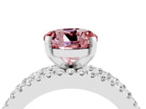 White gold Round Cut Morganite Solitaire Ring with Pavé and Channel Set Band_4