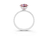White gold Round Cut Morganite Solitaire Ring with Pave Band and Four Prong Setting_27