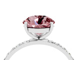 White gold Round Cut Morganite Solitaire Ring with Pave Band and Four Prong Setting_28