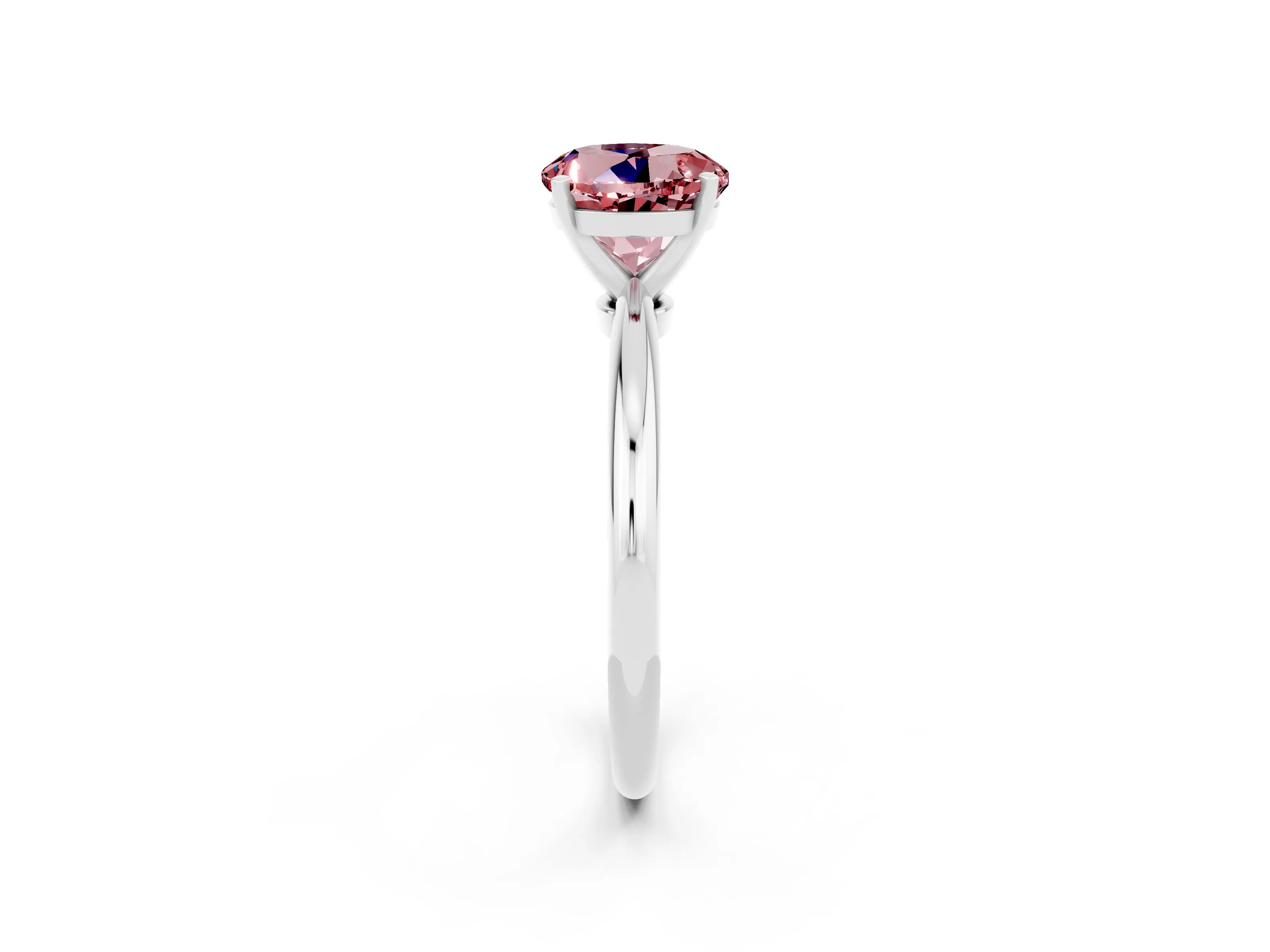 White gold Round Cut Morganite Solitaire Ring with Six-Prong Setting and Classic Band_2