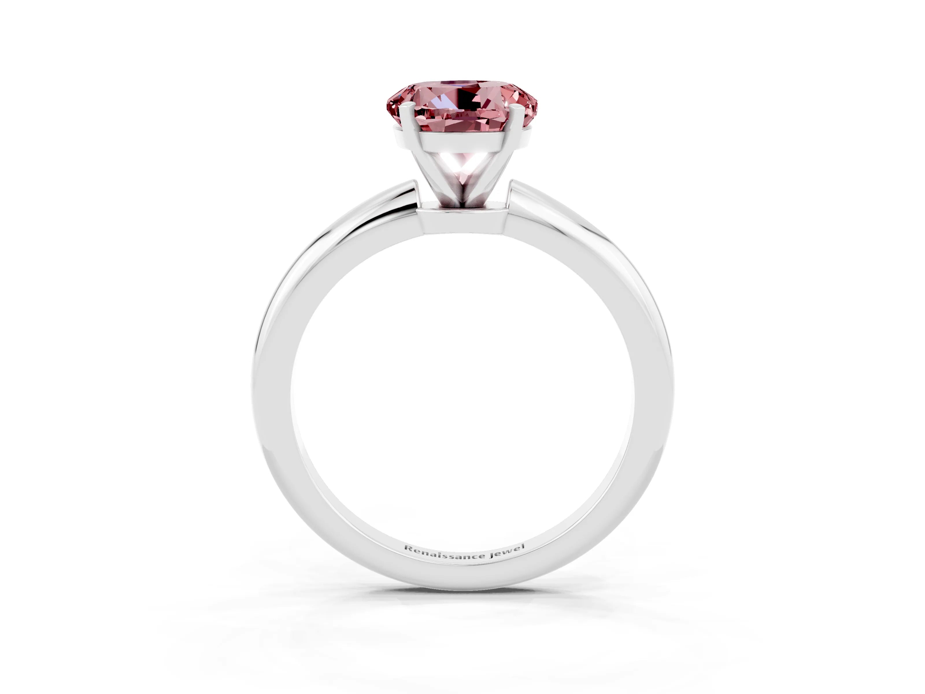 White gold Round Cut Morganite Solitaire Ring with Six-Prong Setting and Classic Band_3