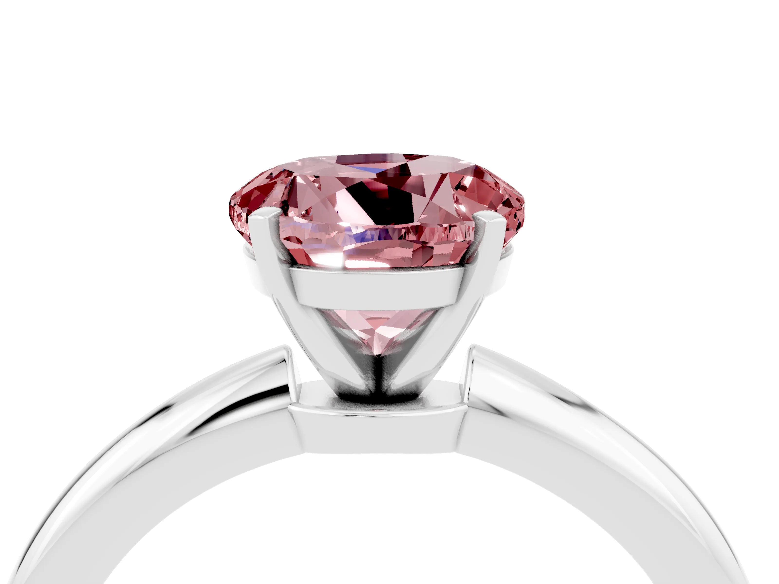 White gold Round Cut Morganite Solitaire Ring with Six-Prong Setting and Classic Band_4