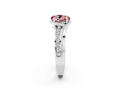 White gold Round Cut Morganite Solitaire Ring with Split Shank and Prong Setting_2