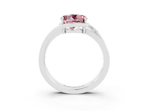White gold Round Cut Morganite Solitaire Ring with Split Shank and Prong Setting_3