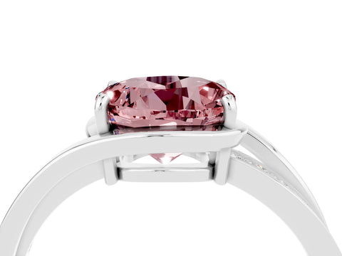White gold Round Cut Morganite Solitaire Ring with Split Shank and Prong Setting_4