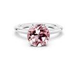 White gold Round Cut Morganite Solitaire Ring with Thin Band and Four-Prong Setting_12