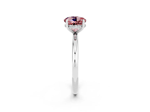 White gold Round Cut Morganite Solitaire Ring with Thin Band and Four-Prong Setting_14