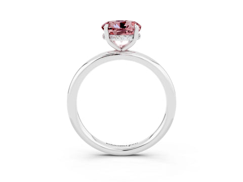 White gold Round Cut Morganite Solitaire Ring with Thin Band and Four-Prong Setting_15