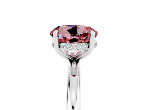White gold Round Cut Morganite Solitaire Ring with Thin Band and Four-Prong Setting_17