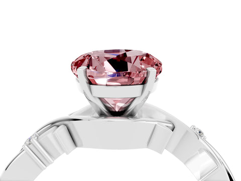 White gold Round Cut Morganite Solitaire Ring with Twisted Band and Prong Setting_16