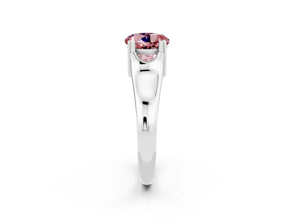 White gold Round Cut Morganite Solitaire Ring with Wide Band and Prong Setting