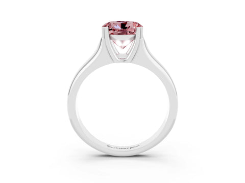 White gold Round Cut Morganite Solitaire Ring with Wide Band and Prong Setting_3