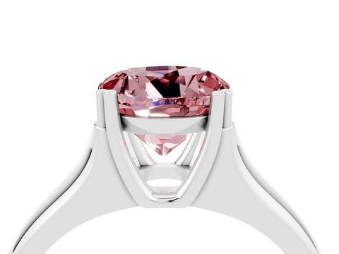 White gold Round Cut Morganite Solitaire Ring with Wide Band and Prong Setting_4