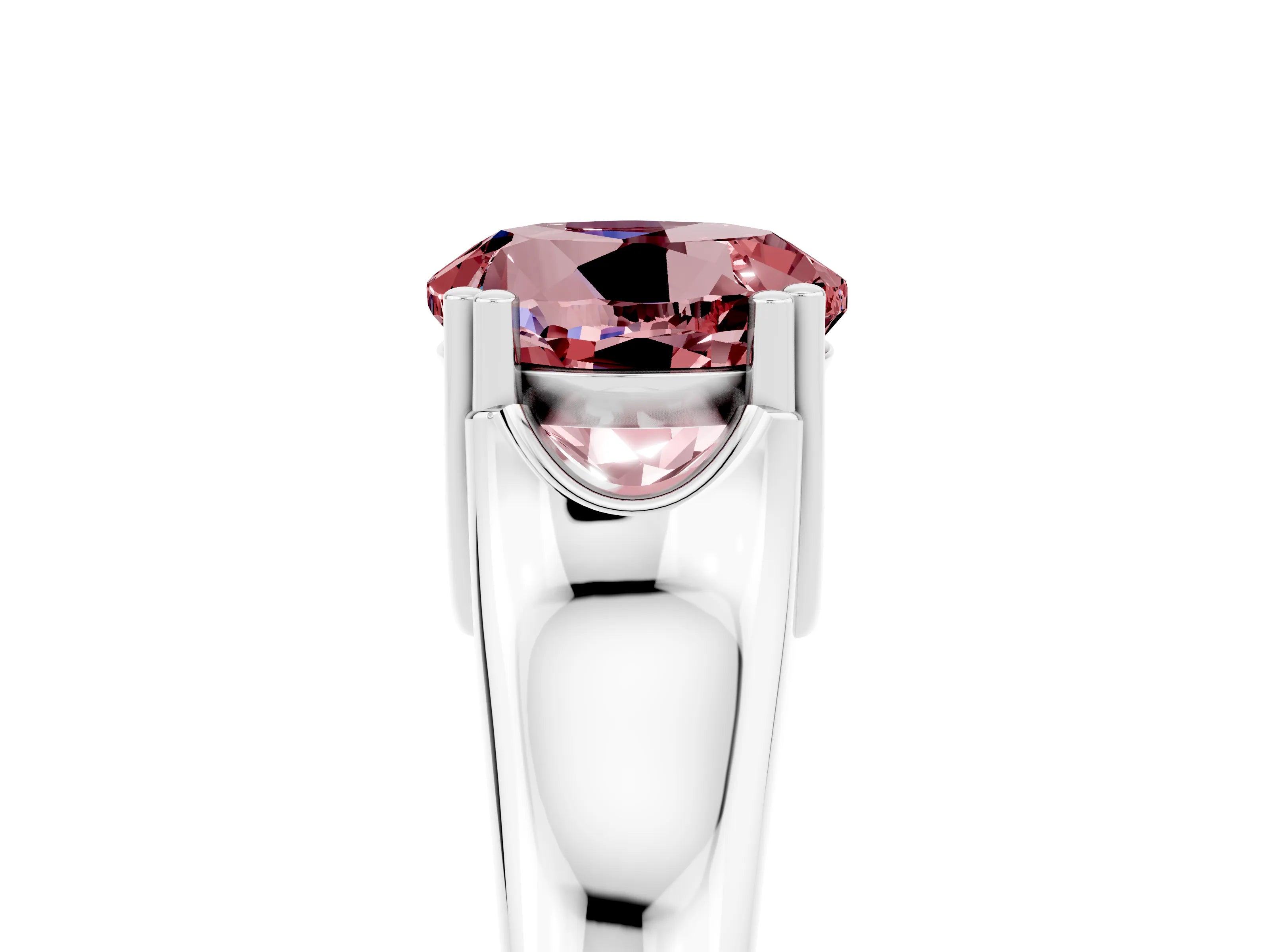 White gold Round Cut Morganite Solitaire Ring with Wide Band and Prong Setting_5