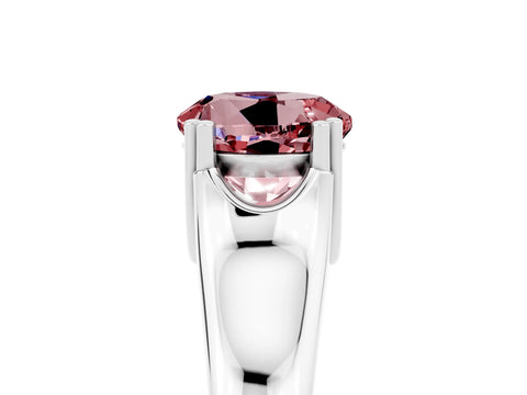 White gold Round Cut Morganite Solitaire Ring with Wide Band and Prong Setting_5