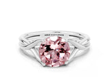 White gold Round Cut Morganite Solitaire Twist Band Prong Setting Ring_36