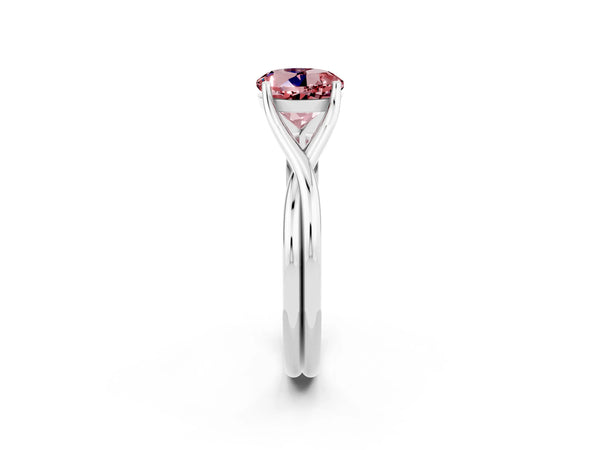 Platinum Round Cut Morganite Solitaire Twist Band Prong Setting Ring
