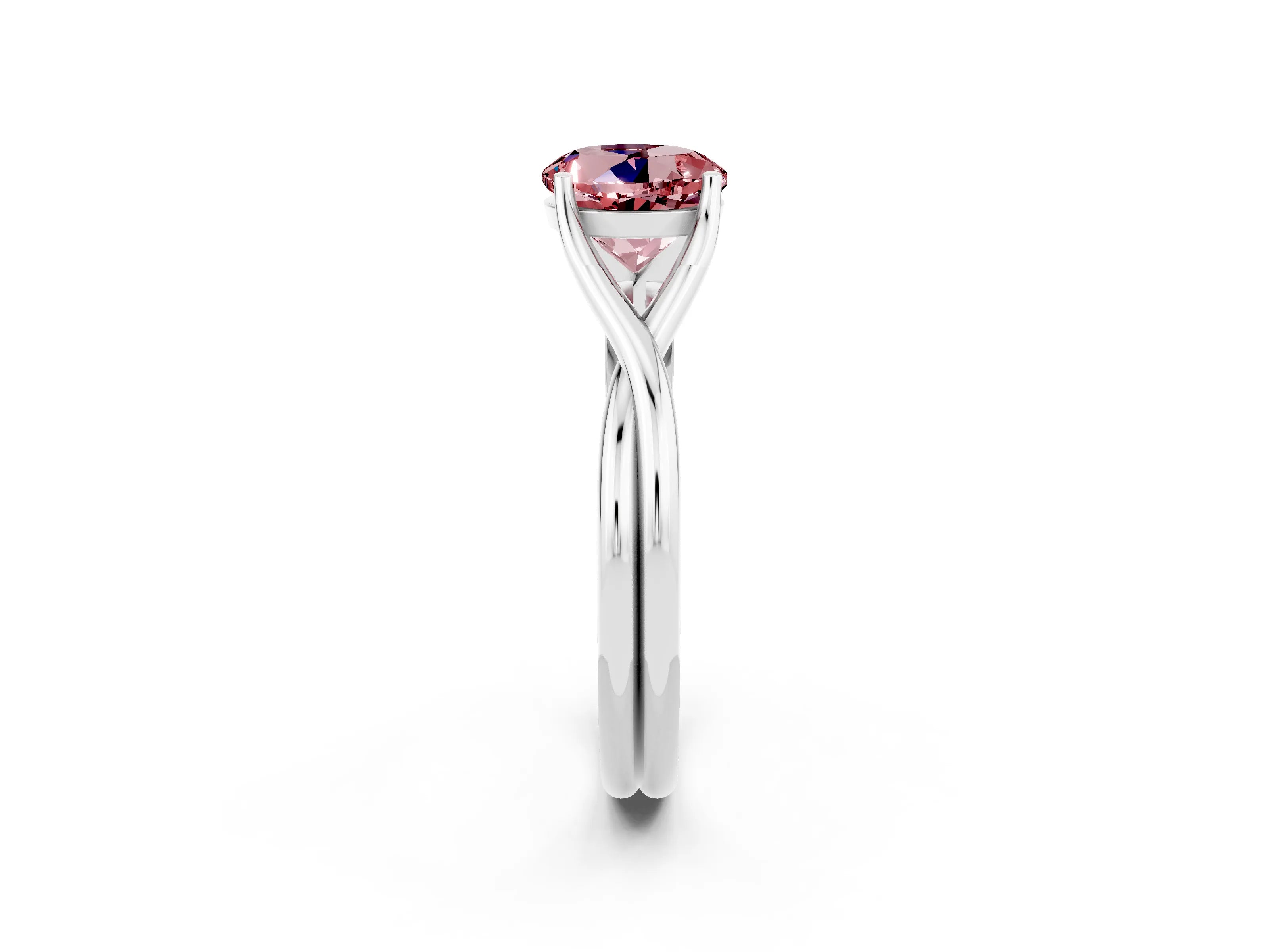 White gold Round Cut Morganite Solitaire Twist Band Prong Setting Ring_38