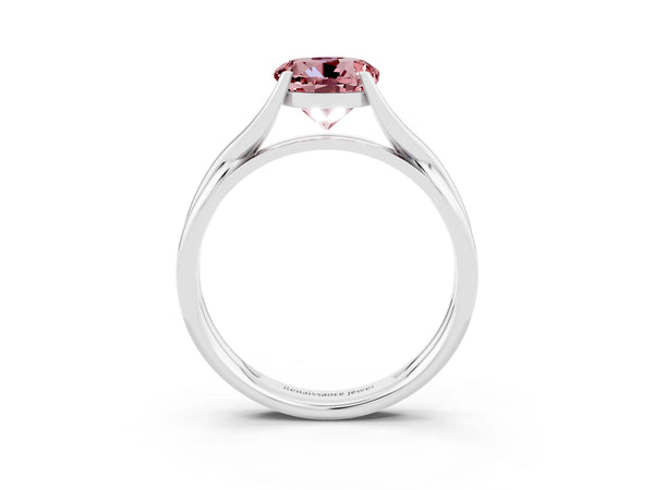 White gold Round Cut Morganite Solitaire Twist Band Prong Setting Ring