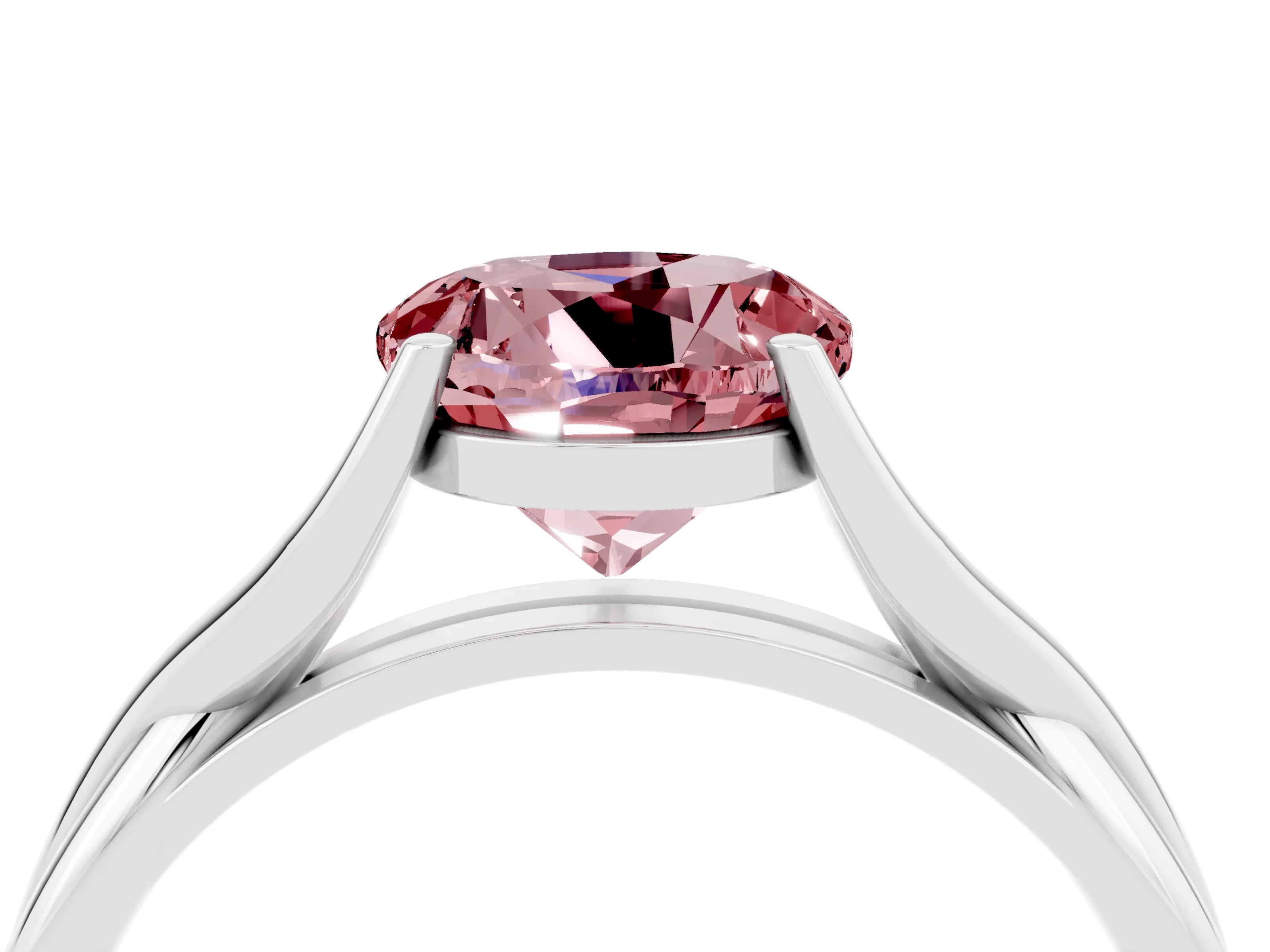 White gold Round Cut Morganite Solitaire Twist Band Prong Setting Ring_40
