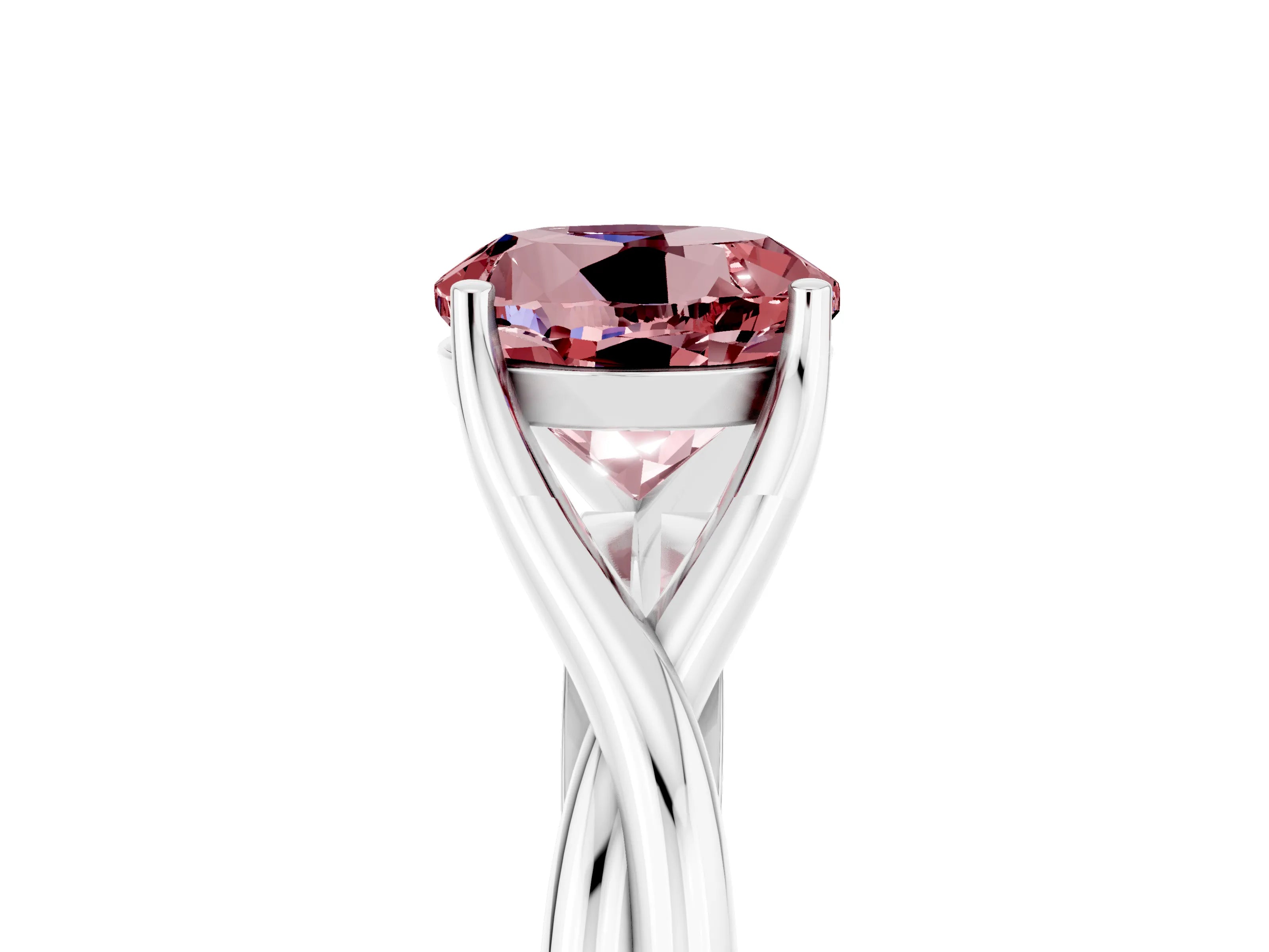 White gold Round Cut Morganite Solitaire Twist Band Prong Setting Ring_41