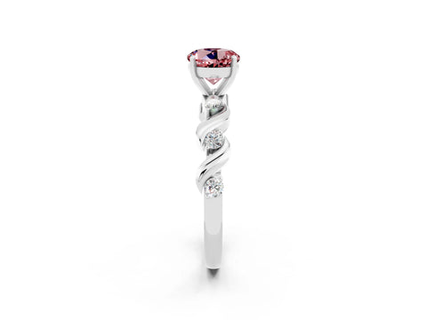 White gold Round Cut Morganite Solitaire Twisted Band with Round  Accents and Prong Setting_14