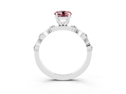 White gold Round Cut Morganite Solitaire Twisted Band with Round  Accents and Prong Setting_15