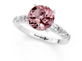 White gold Round Cut Morganite Solitaire with Side Baguettes and Channel Set Band_1