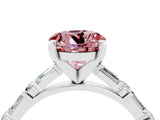 White gold Round Cut Morganite Solitaire with Side Baguettes and Channel Set Band_4