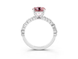 White gold Round Cut Morganite Solitaire with Side Stones, Pave Band, Four-Prong Setting_27