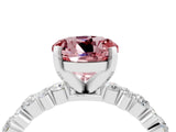 White gold Round Cut Morganite Solitaire with Side Stones, Pave Band, Four-Prong Setting_28