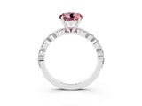 White gold Round Cut Morganite Solitaire with Side Stones on a Pavé Band and Four-Prong Setting_3