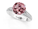 White gold Round Cut Morganite Split Shank Engagement Ring with Pavé Band_1