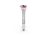 White gold Round Cut Morganite Split Shank Engagement Ring with Pavé Band_2