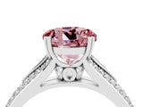 White gold Round Cut Morganite Split Shank Engagement Ring with Pavé Band_4