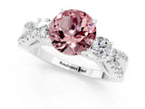 White gold Round Cut Morganite Three-Stone Ring with Pavé Split Shank and Four-Prong Setting_1