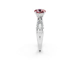 White gold Round Cut Morganite Three-Stone Ring with Pavé Split Shank and Four-Prong Setting_2