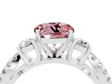 White gold Round Cut Morganite Three-Stone Ring with Pavé Split Shank and Four-Prong Setting_4
