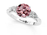 Silver Morganite Three-Stone Ring with Pear Side Stones and Prong Setting
