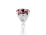 Silver Morganite Three-Stone Ring with Pear Side Stones and Prong Setting