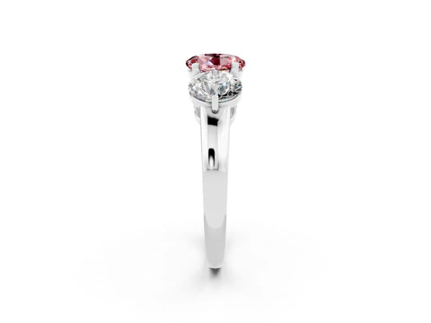 White gold Round Cut Morganite Three-Stone Ring with Prong Setting and Classic Band_2
