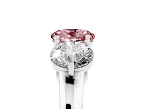 White gold Round Cut Morganite Three-Stone Ring with Prong Setting and Classic Band_5