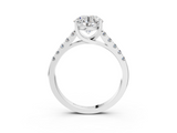 White gold Round Cut Pavé Band Solitaire Ring with Four-Prong Setting_337