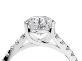White gold Round Cut Pavé Band Solitaire Ring with Four-Prong Setting_339