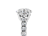 White gold Round Cut Pavé Band Solitaire Ring with Four-Prong Setting_340