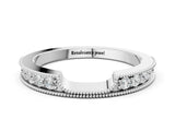 White gold Round Cut Pavé Diamond Contour Band with Milgrain Detailing_27