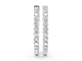 White gold Round Cut Pavé Diamond Hoop Earrings with Four-Prong Setting_5