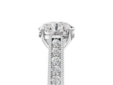 White gold Round Cut Pave Band Milgrain Solitaire Ring_11