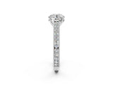 White gold Round Cut Pave Band Milgrain Solitaire Ring_8